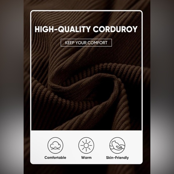 NWT Men’s Henley Pullover In Coffee Brown Corduroy with Brown Accents Size XL - Picture 8 of 12